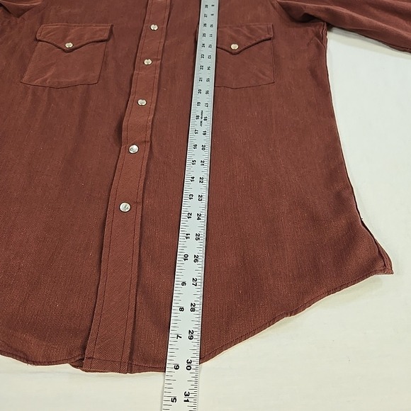 Vintage Western Pearl Snap Shirt Mens Size Large Macys Single Needle Burgundy - Picture 7 of 12